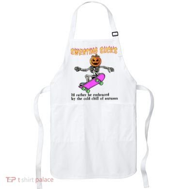 Sweating Sucks Skeleton Pumpkin Skateboard Apron