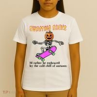 Sweating Sucks Skeleton Pumpkin Skateboard T-Shirt thumb 4