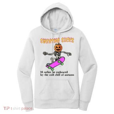 Sweating Sucks Skeleton Pumpkin Skateboard Women's Hoodie