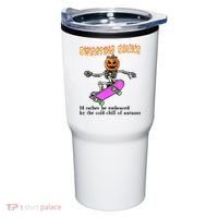 Sweating Sucks Skeleton Pumpkin Skateboard Tumbler thumb 0