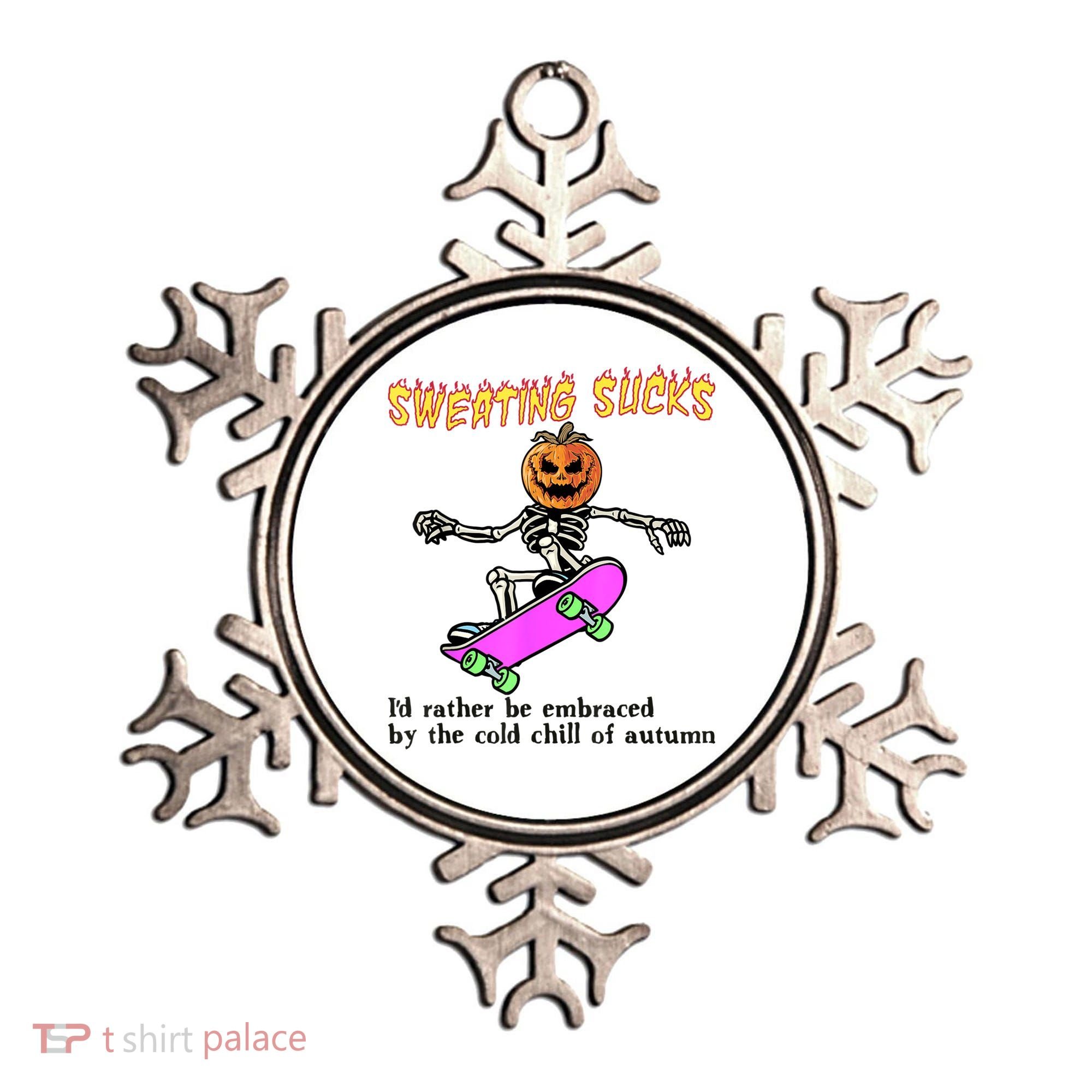 Sweating Sucks Skeleton Pumpkin Skateboard Ornament