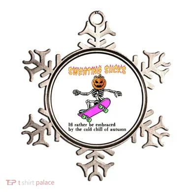 Sweating Sucks Skeleton Pumpkin Skateboard Ornament