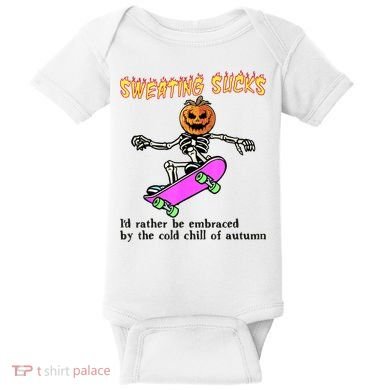 Sweating Sucks Skeleton Pumpkin Skateboard Baby Bodysuit