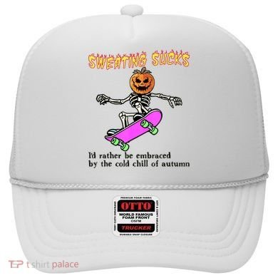 Sweating Sucks Skeleton Pumpkin Skateboard Hat