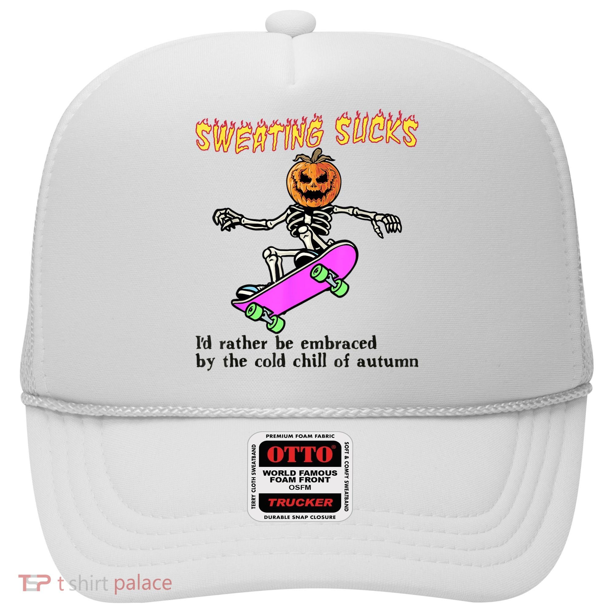 Sweating Sucks Skeleton Pumpkin Skateboard Hat