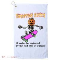 Sweating Sucks Skeleton Pumpkin Skateboard Golf Towel thumb 0