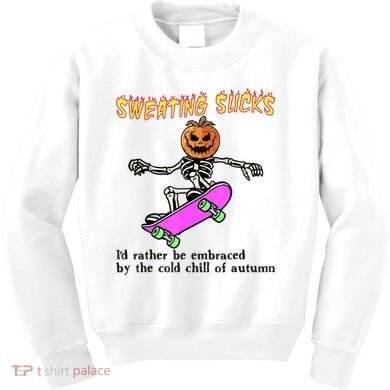 Sweating Sucks Skeleton Pumpkin Skateboard Kids Sweatshirt