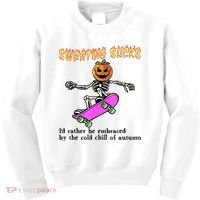 Sweating Sucks Skeleton Pumpkin Skateboard Kids Sweatshirt thumb 0
