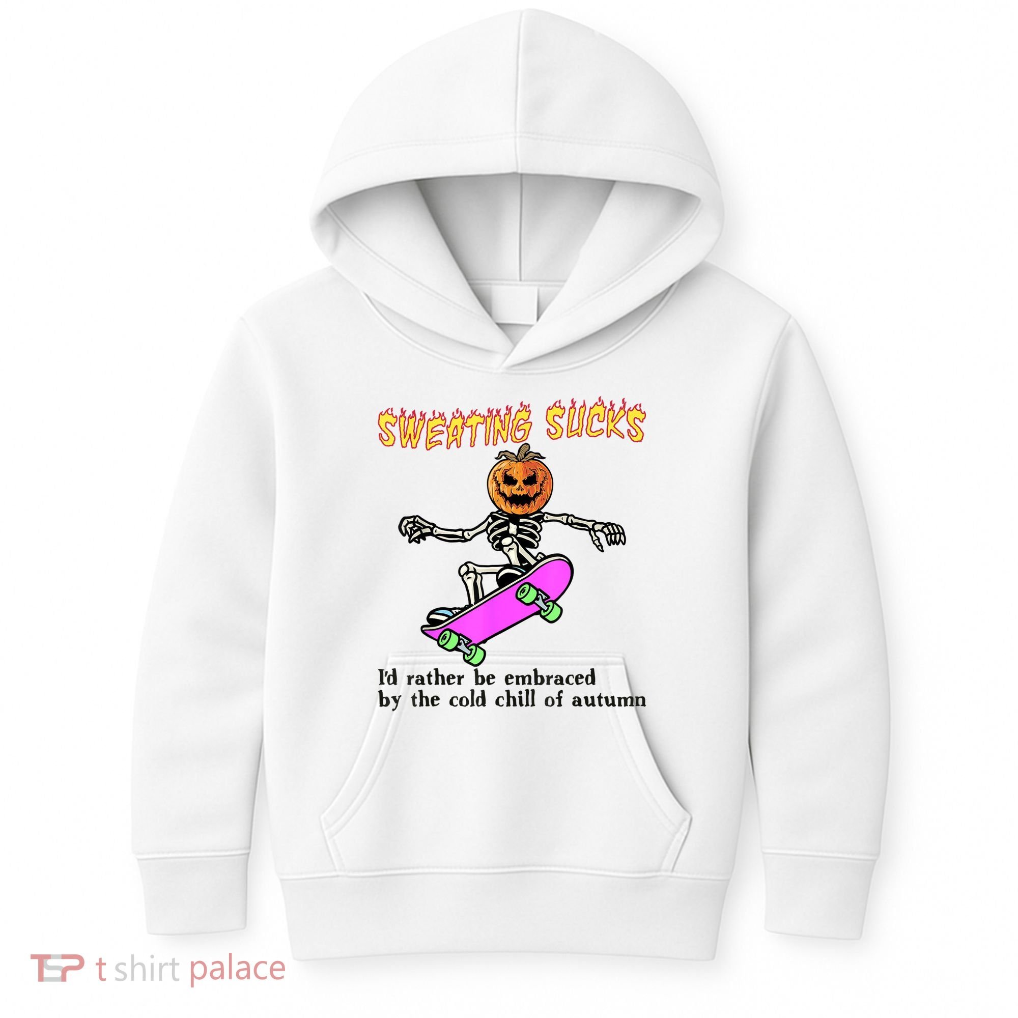 Sweating Sucks Skeleton Pumpkin Skateboard Kids Hoodie