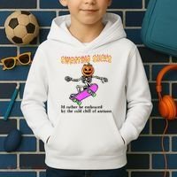 Sweating Sucks Skeleton Pumpkin Skateboard Kids Hoodie thumb 2