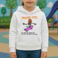 Sweating Sucks Skeleton Pumpkin Skateboard Kids Hoodie thumb 3