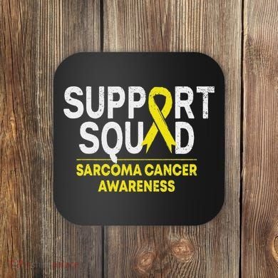Support Squad Sarcoma Cancer Awareness Yellow Ribbon Team Coaster