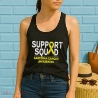 Support Squad Sarcoma Cancer Awareness Yellow Ribbon Team Women's Tank Top thumb 2