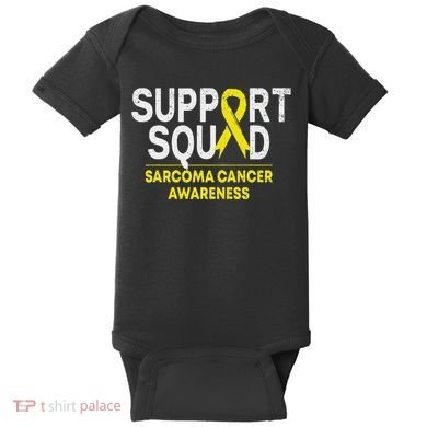 Support Squad Sarcoma Cancer Awareness Yellow Ribbon Team Baby Bodysuit