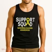 Support Squad Sarcoma Cancer Awareness Yellow Ribbon Team Tank Top thumb 3