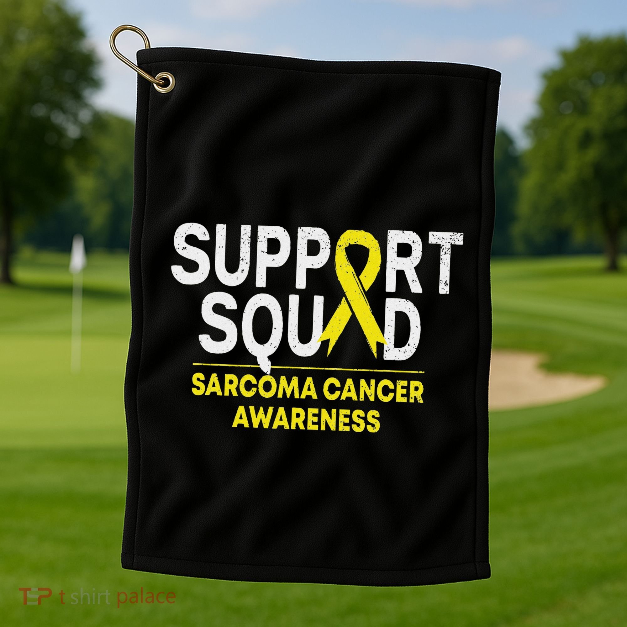 Support Squad Sarcoma Cancer Awareness Yellow Ribbon Team Golf Towel