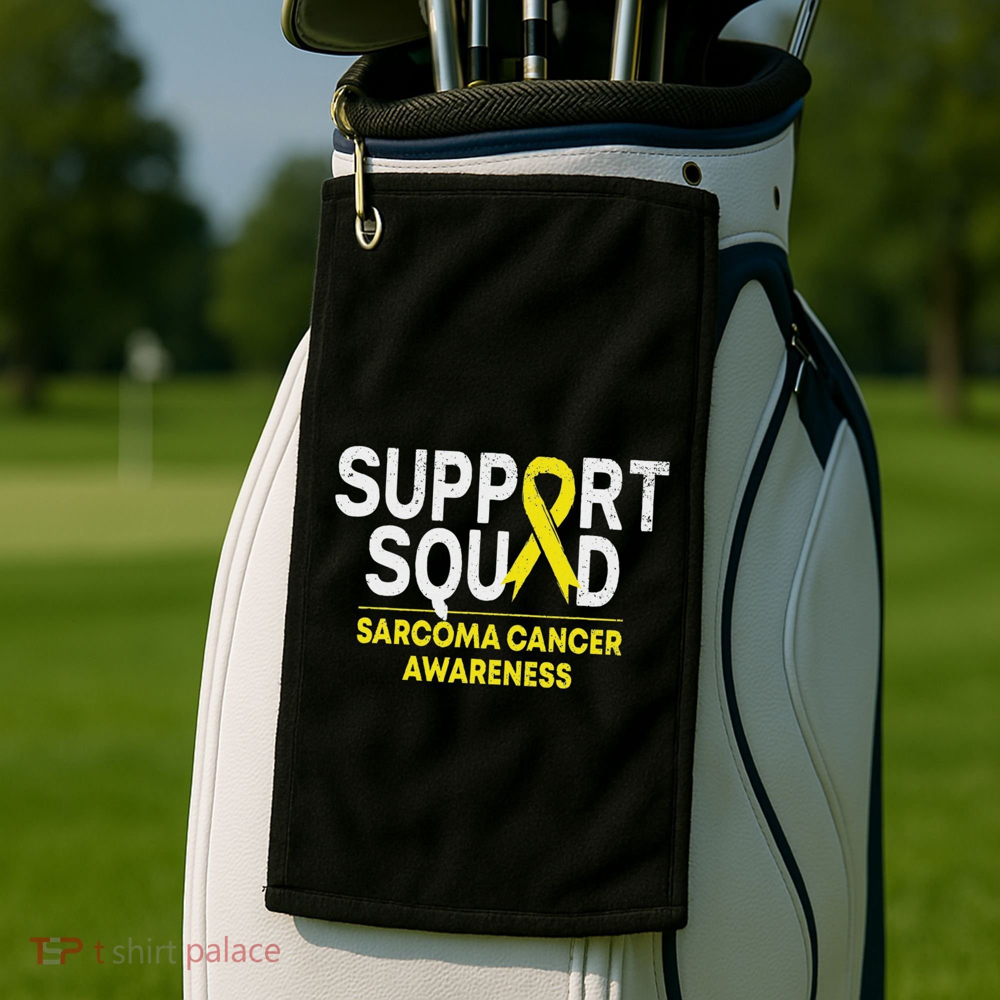 Support Squad Sarcoma Cancer Awareness Yellow Ribbon Team Golf Towel