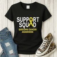 Support Squad Sarcoma Cancer Awareness Yellow Ribbon Team Women's T-Shirt thumb 3