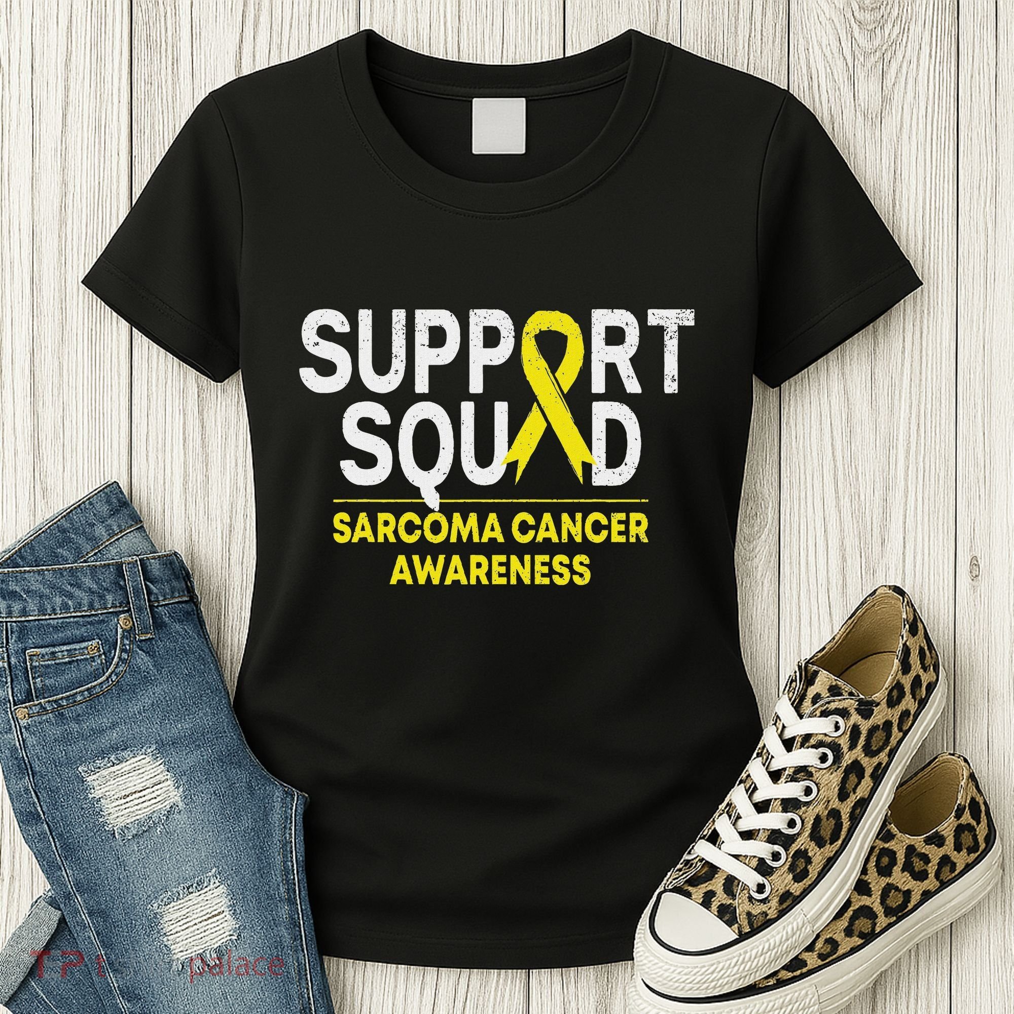 Support Squad Sarcoma Cancer Awareness Yellow Ribbon Team Women's T-Shirt