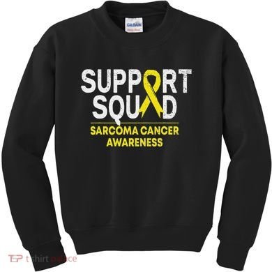 Support Squad Sarcoma Cancer Awareness Yellow Ribbon Team Kids Sweatshirt