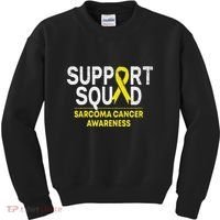 Support Squad Sarcoma Cancer Awareness Yellow Ribbon Team Kids Sweatshirt thumb 0