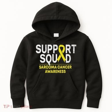 Support Squad Sarcoma Cancer Awareness Yellow Ribbon Team Kids Hoodie