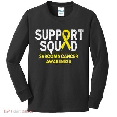 Support Squad Sarcoma Cancer Awareness Yellow Ribbon Team Kids Long Sleeve Shirt