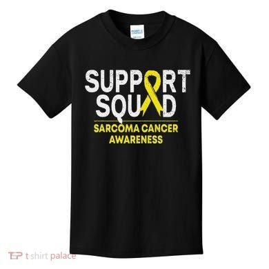 Support Squad Sarcoma Cancer Awareness Yellow Ribbon Team Kids T-Shirt