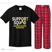 Support Squad Sarcoma Cancer Awareness Yellow Ribbon Team Kids Plaid Pajama Set thumb 0