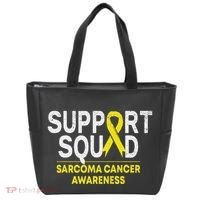 Support Squad Sarcoma Cancer Awareness Yellow Ribbon Team Tote Bag thumb 0