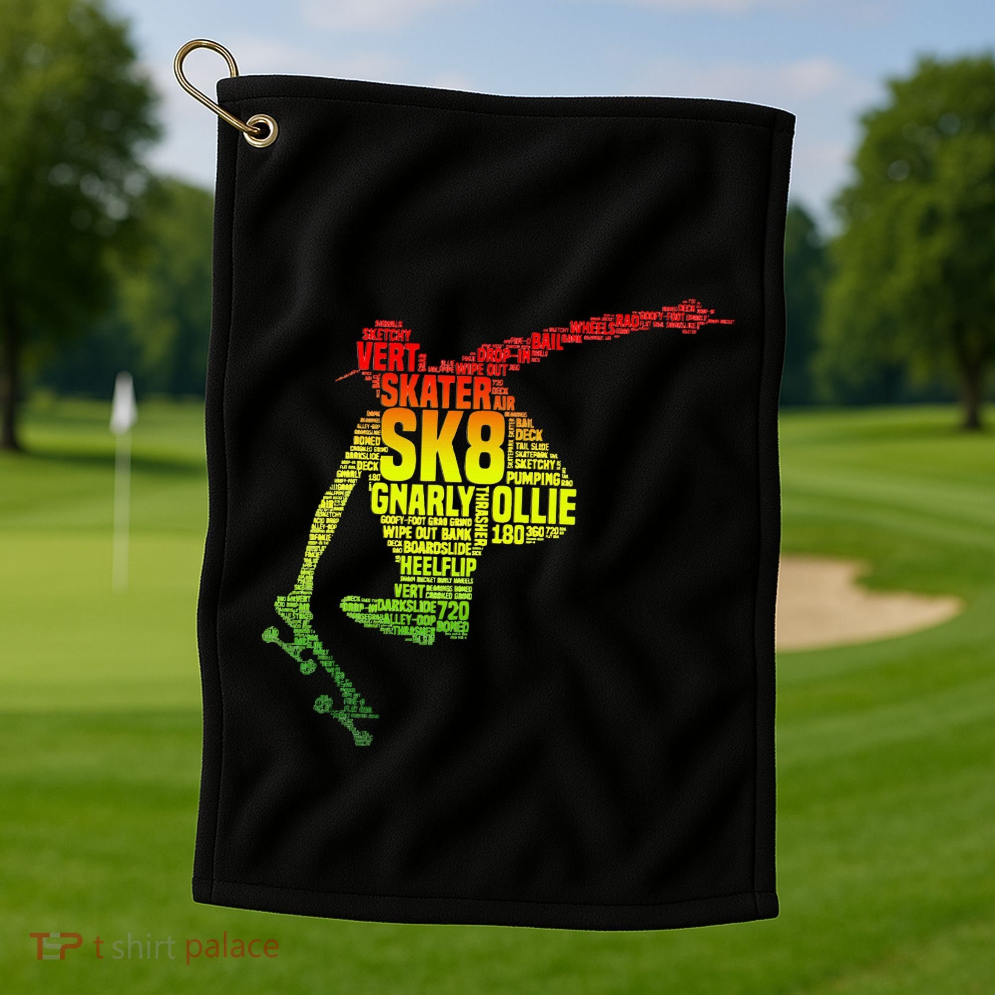 Skateboard Skater Slang Retro Skaterboarding Golf Towel