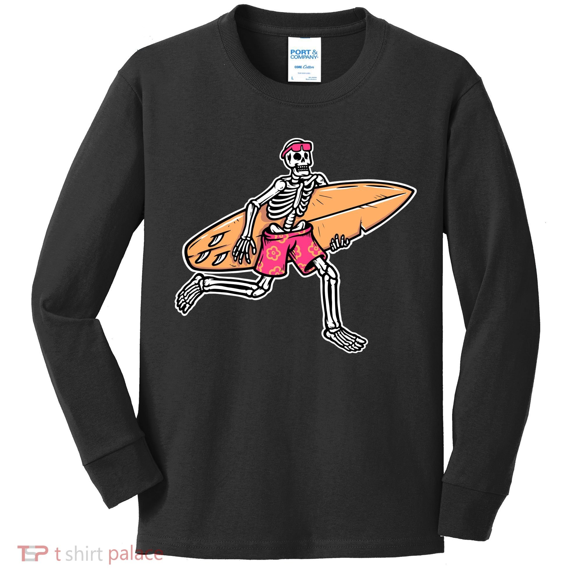Skull Surfer Kids Long Sleeve Shirt