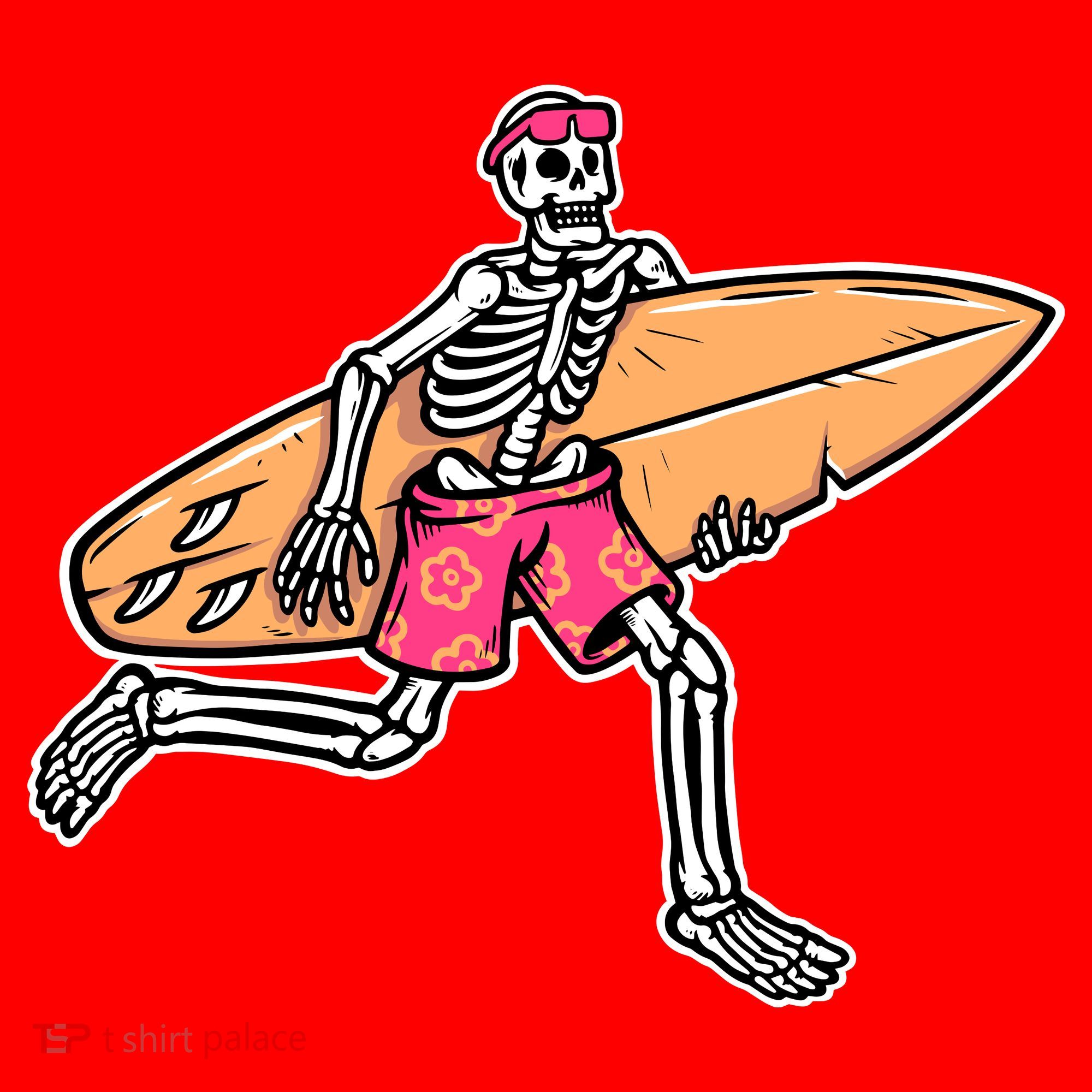 Skull Surfer Santa Hat