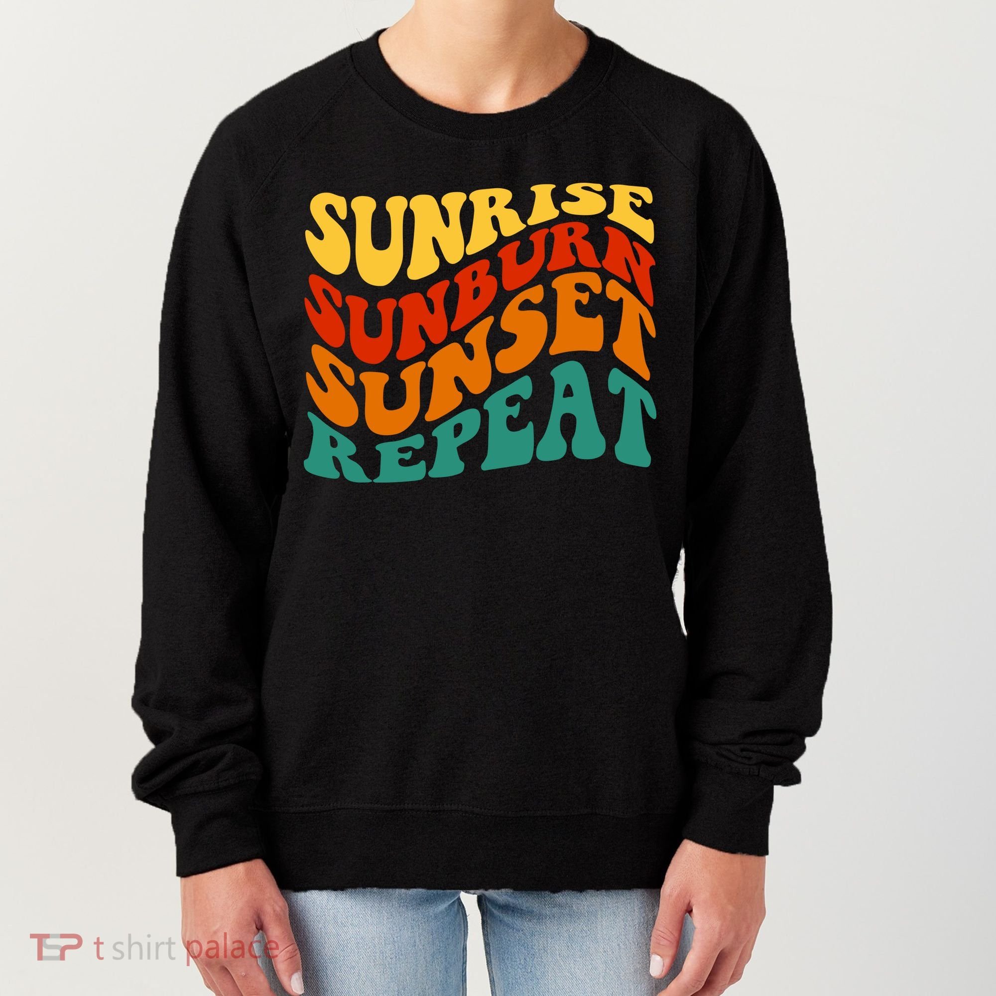 Sunrise Sunburn Sunset Repeat Retro Summer Women's Sweatshirt