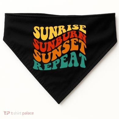 Sunrise Sunburn Sunset Repeat Retro Summer USA-Made Doggie Bandana