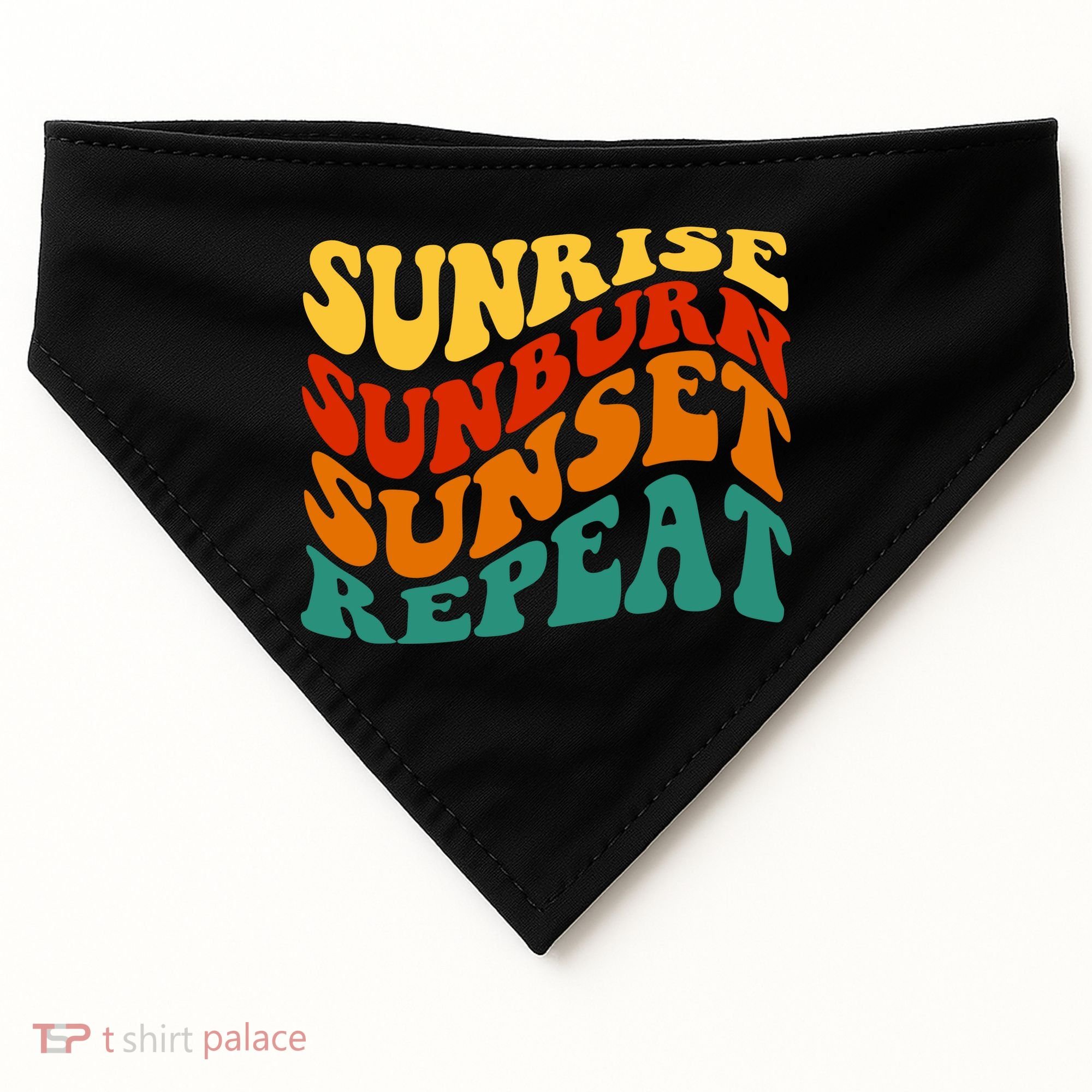 Sunrise Sunburn Sunset Repeat Retro Summer USA-Made Doggie Bandana