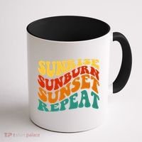 Sunrise Sunburn Sunset Repeat Retro Summer Coffee Mug thumb 1