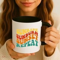 Sunrise Sunburn Sunset Repeat Retro Summer Coffee Mug thumb 3