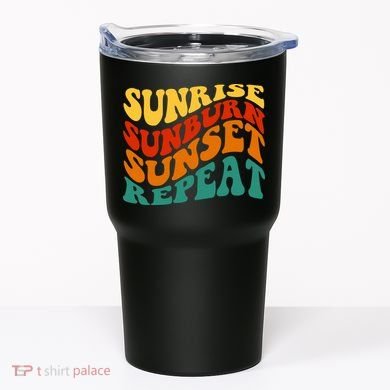 Sunrise Sunburn Sunset Repeat Retro Summer Tumbler