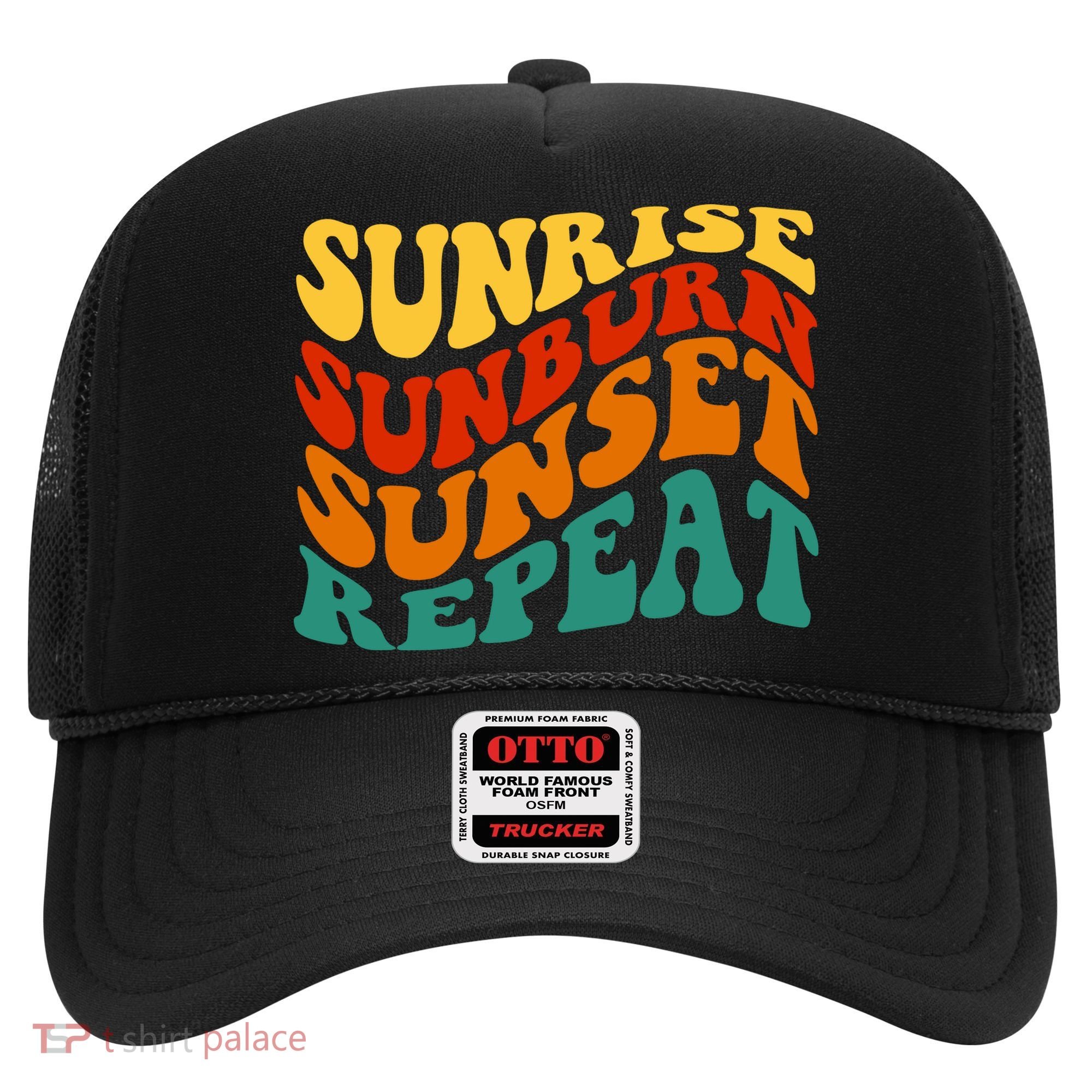 Sunrise Sunburn Sunset Repeat Retro Summer Hat