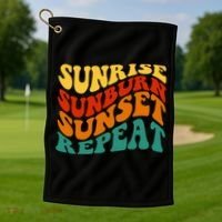 Sunrise Sunburn Sunset Repeat Retro Summer Golf Towel thumb 1