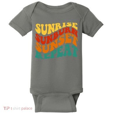 Sunrise Sunburn Sunset Repeat Retro Summer Baby Bodysuit