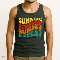 Sunrise Sunburn Sunset Repeat Retro Summer Tank Top thumb 3