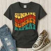 Sunrise Sunburn Sunset Repeat Retro Summer Women's T-Shirt thumb 3