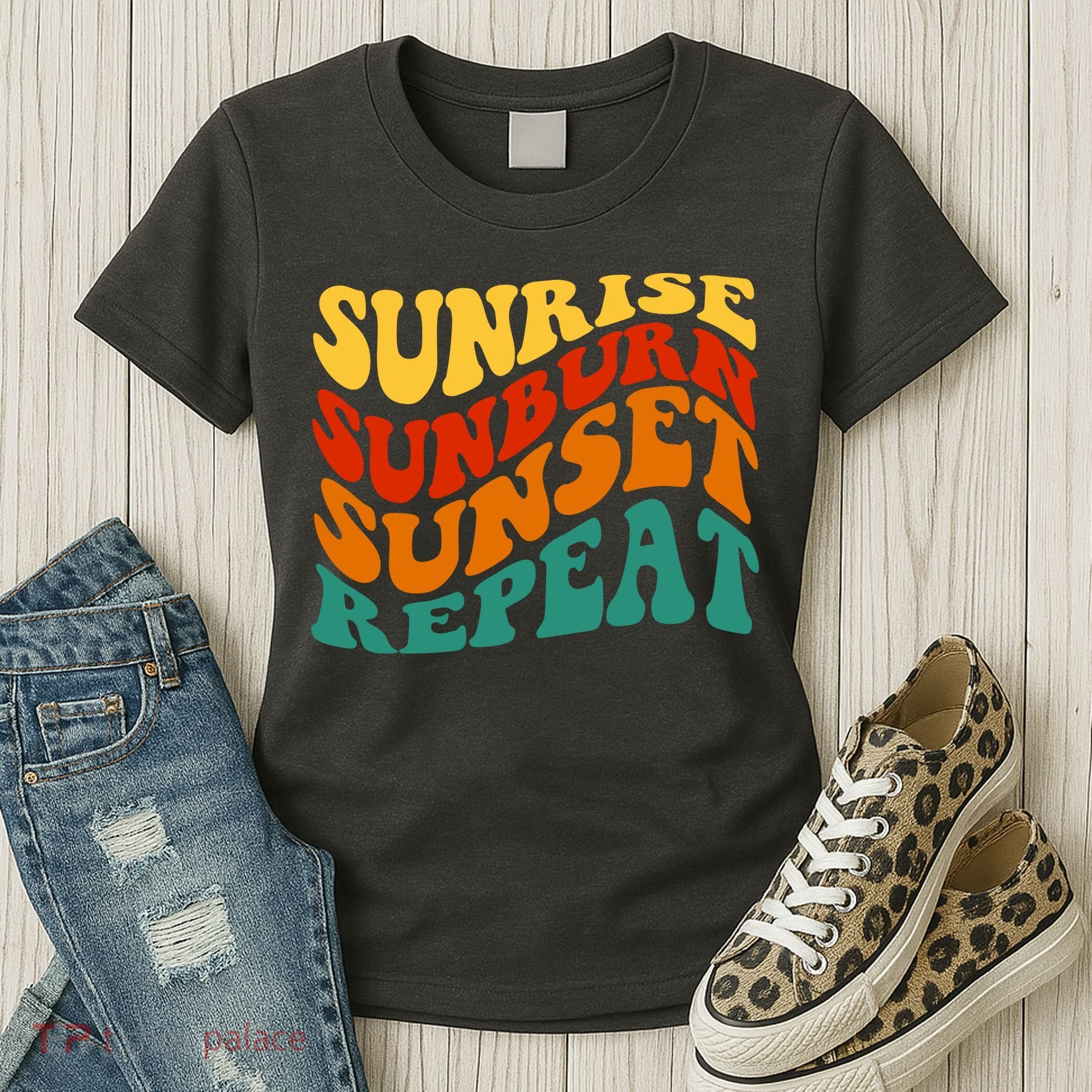 Sunrise Sunburn Sunset Repeat Retro Summer Women's T-Shirt