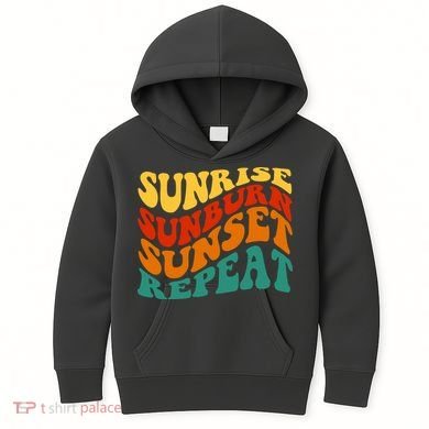Sunrise Sunburn Sunset Repeat Retro Summer Kids Hoodie