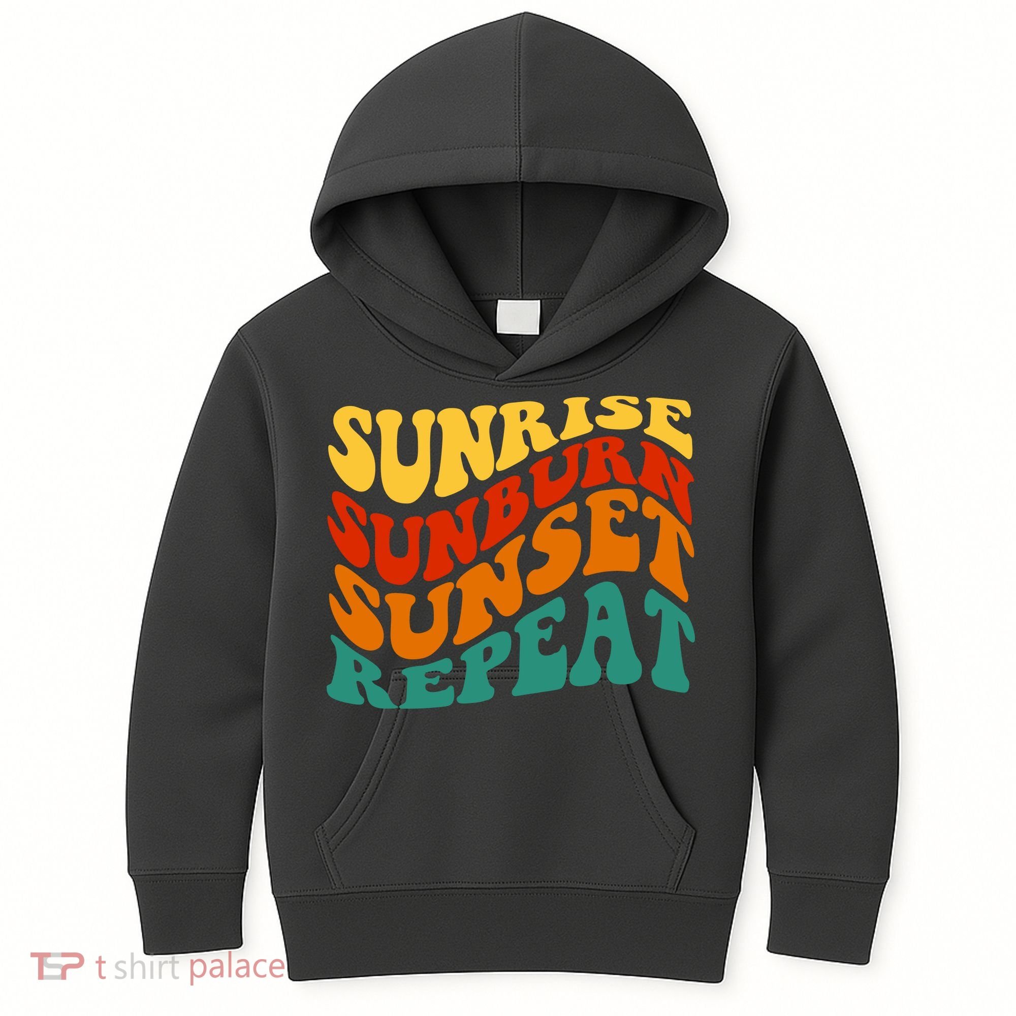 Sunrise Sunburn Sunset Repeat Retro Summer Kids Hoodie