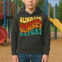 Sunrise Sunburn Sunset Repeat Retro Summer Kids Hoodie thumb 2