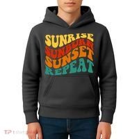 Sunrise Sunburn Sunset Repeat Retro Summer Kids Hoodie thumb 4
