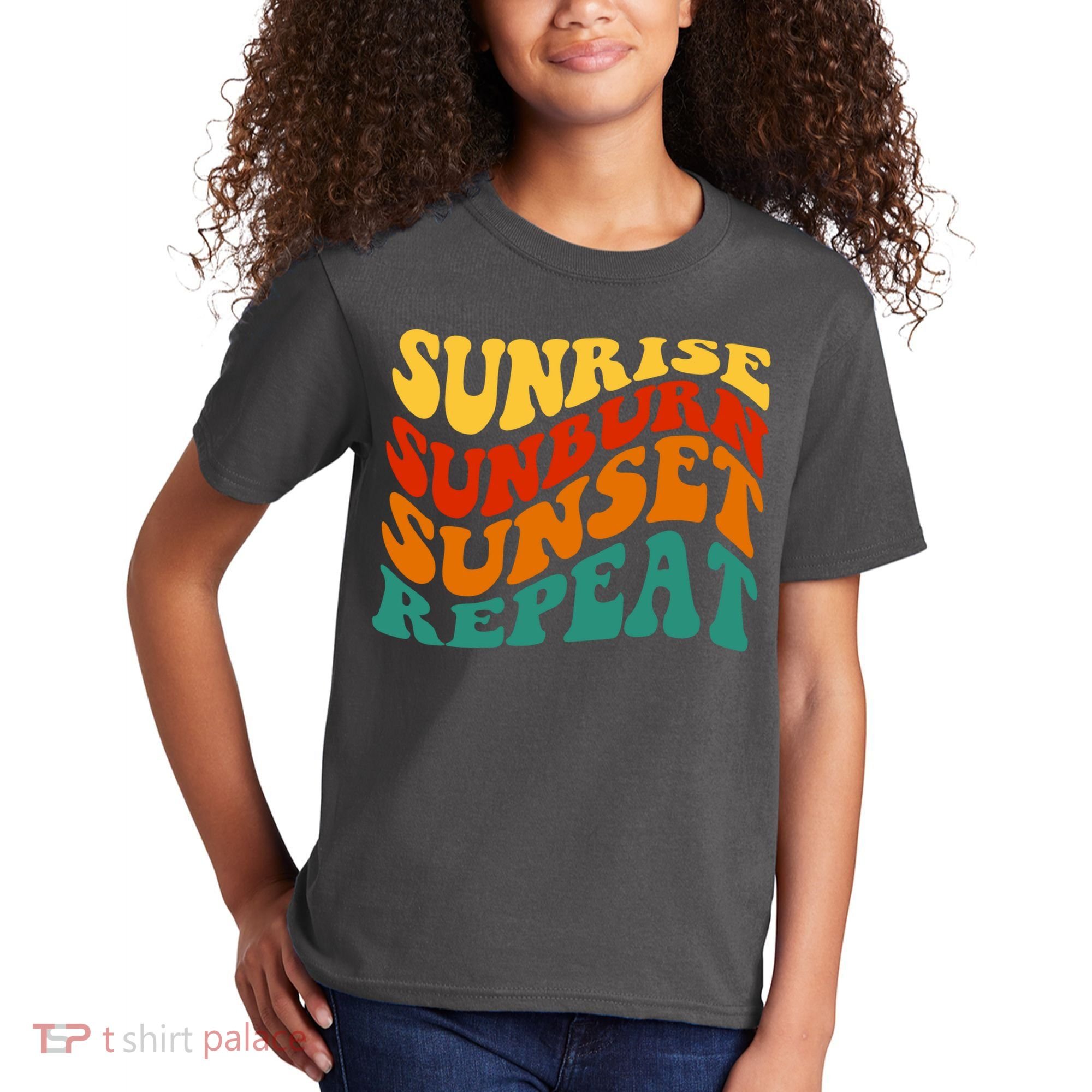Sunrise Sunburn Sunset Repeat Retro Summer Kids T-Shirt